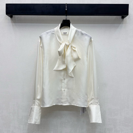 Celine Lavallière Blouse Ecru Mulberry Silk 351849