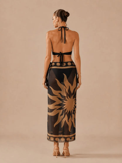 Chloe Printed Lace-Up Bikini Set