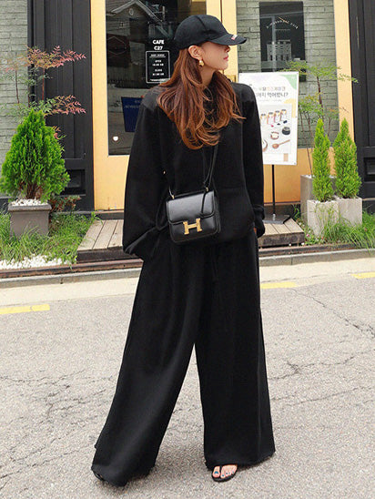 Loose Wide Leg Solid Color Casual Pants Bottoms Pants