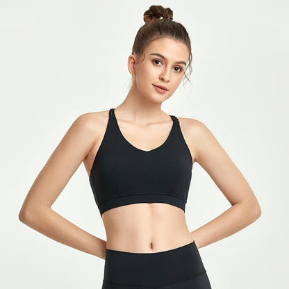 Yoga Clothes Women Sexy Back Fitness Exercise Yoga Vest Shockproof Gathered Running Bra