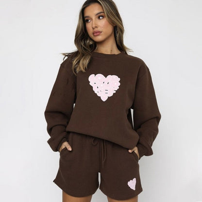 Casual Loose Round Neck Shorts Suit