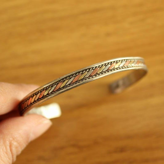 Open Fashion Bracelet Three Color Copper Tibetan Bonded Women'S Vintage Style Bracelet