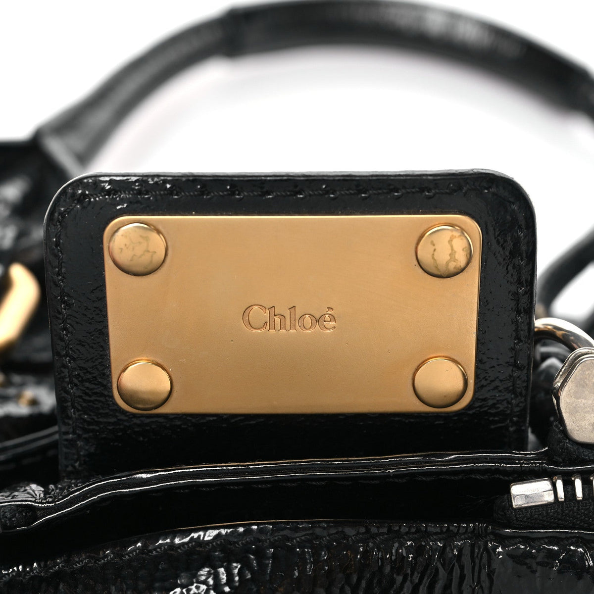 Crinkled Patent Medium Paddington Satchel Black
