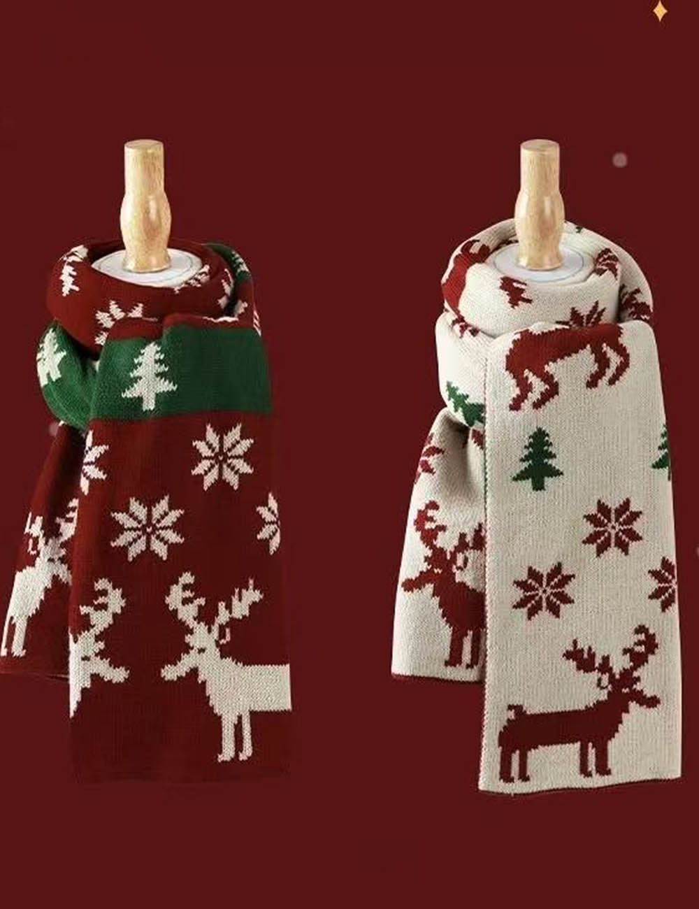 Christmas Reindeer Soft Thick Warm Knit Scarf