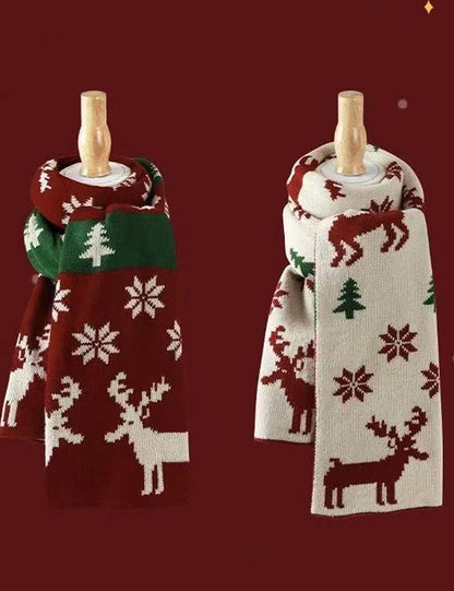 Christmas Reindeer Soft Thick Warm Knit Scarf