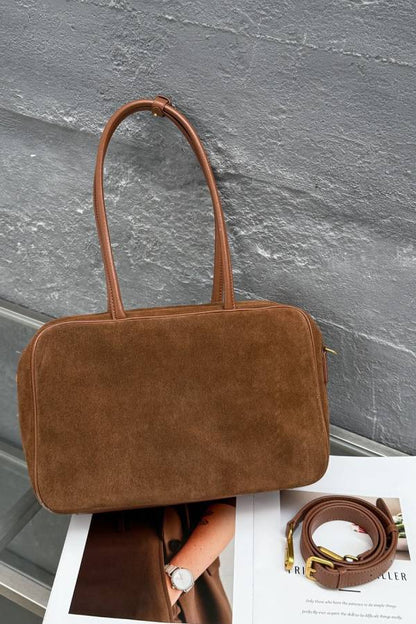 Retro multi-colored suede handbag