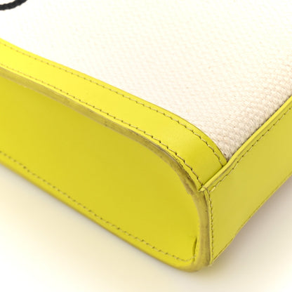 Canvas Calfskin Mini Vertical Cabas Neon Yellow