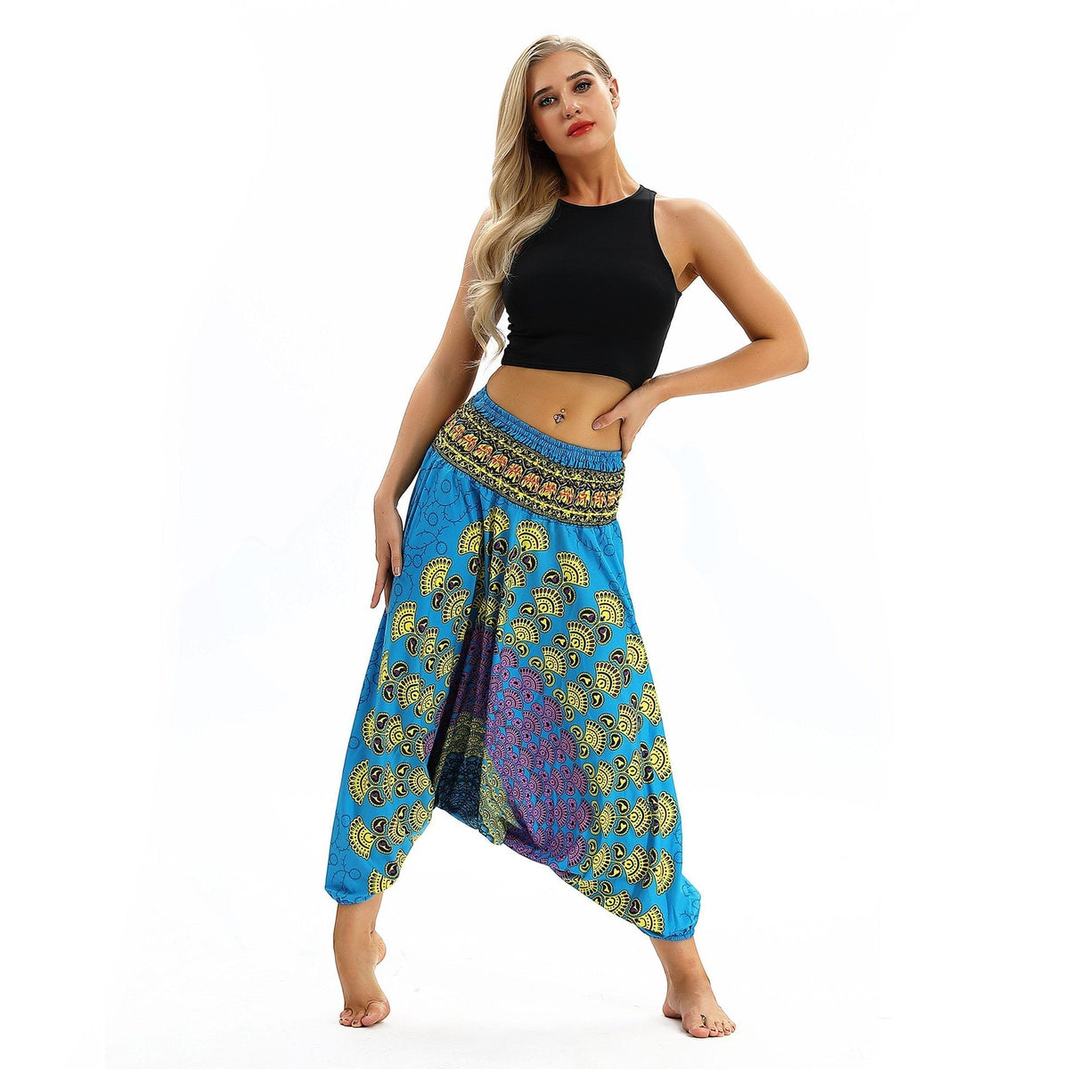 Leisure Digital Printing Loose Fitness Yoga Wide-Leg Dance Bloomers