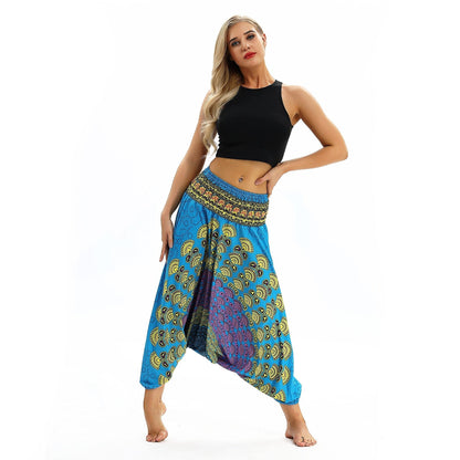 Leisure Digital Printing Loose Fitness Yoga Wide-Leg Dance Bloomers
