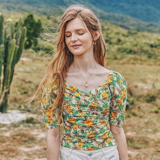 Summer Retro French Slimming Belly Waist Top T-Shirt