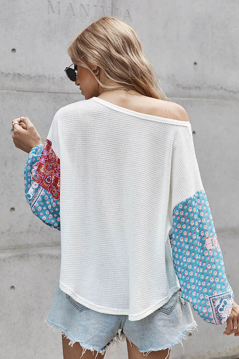 Spring And Autumn New Hoodless Long-Sleeved Sweater Women Loose Plus Size Spell Women'S Color Round Neck Top