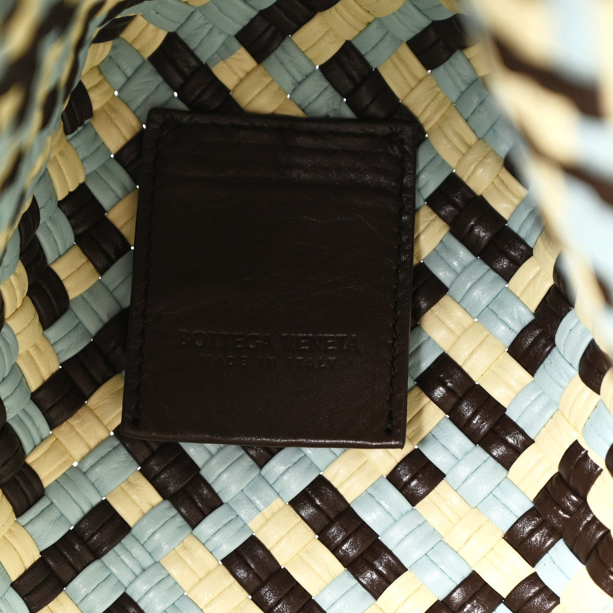 Calfskin Intreccio Tricolor Tosca Shoulder Bag Bitter Chocolate Zest Washed Topazio