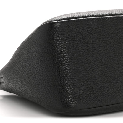 Vitello Daino Soft Small Zippered Top Handle Bag Black