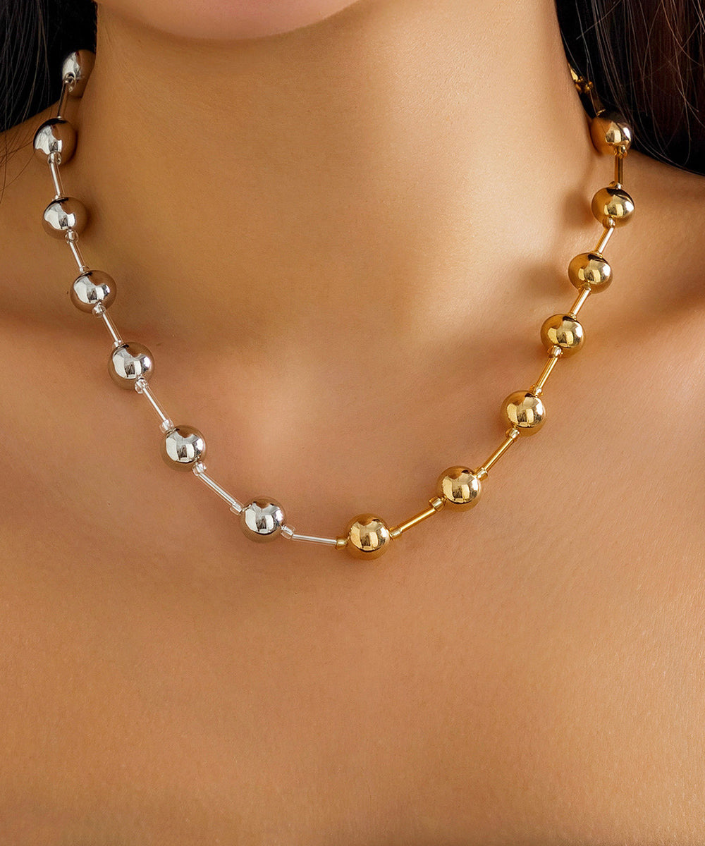 Exaggerated Punk Contrasting Bead Necklace Versatile Geome