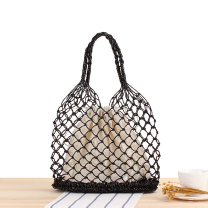 Crochet Market Bag Gold Silver Thread Hand Crochet Bag