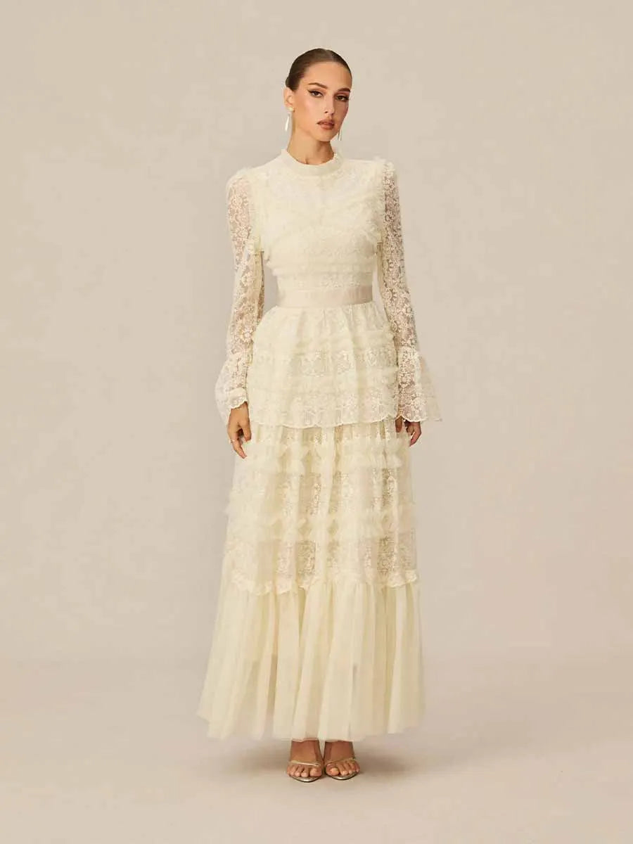 Anika Lace Tiered Maxi Dress