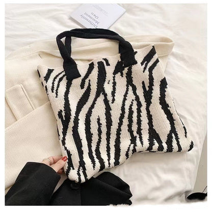 Crochet Tote Bag Shoulder Bag Striped Bag