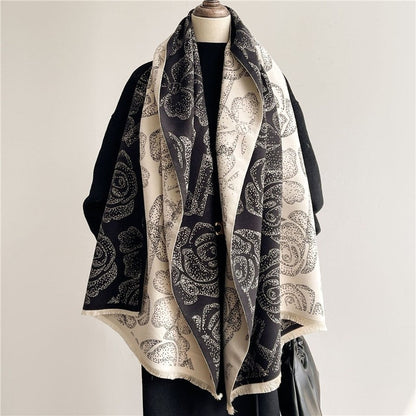 Jacquard Fringed Cashmere-Like Scarf