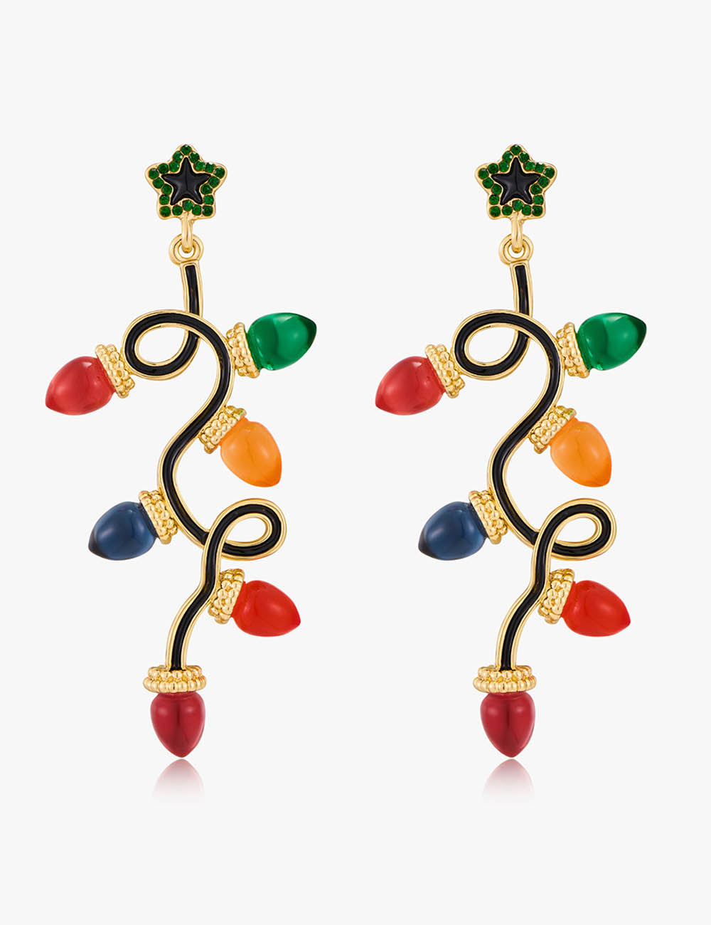 Colorful Light Bulb Rhinestone Christmas Dangle Earrings