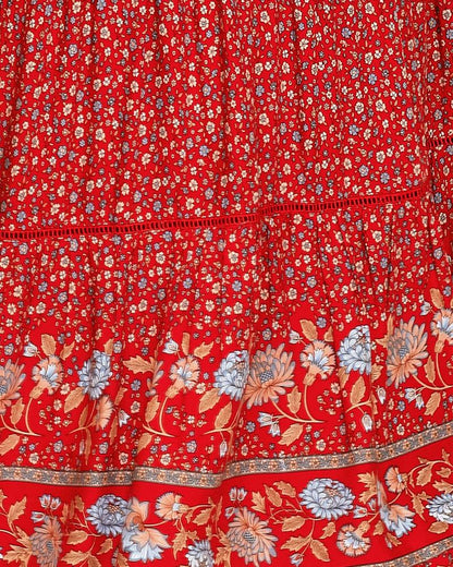 New Hollow Lace Stitching Positioning Printing Oversized Skirt