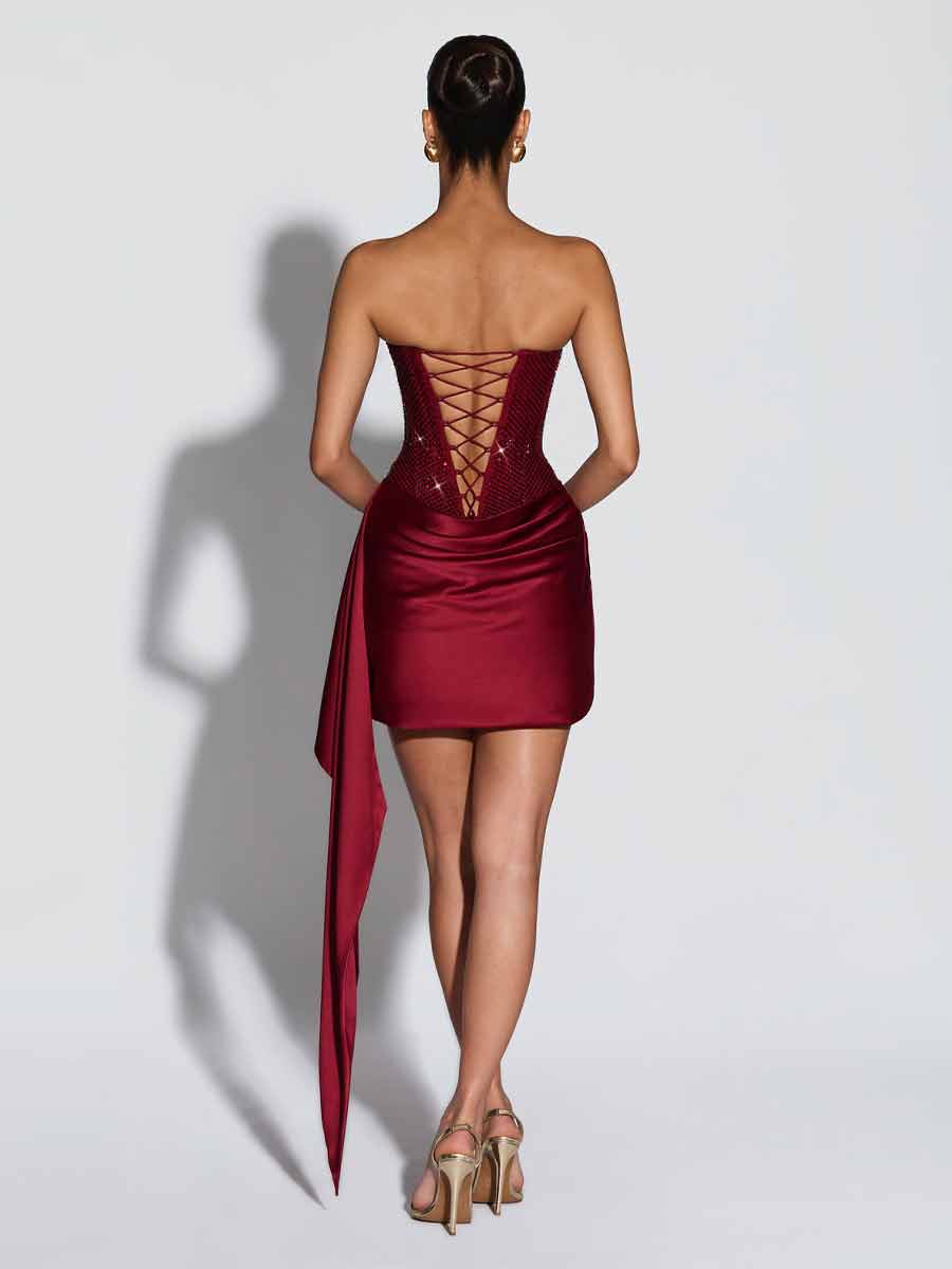 Zara Patchwork Strapless Mini Dress