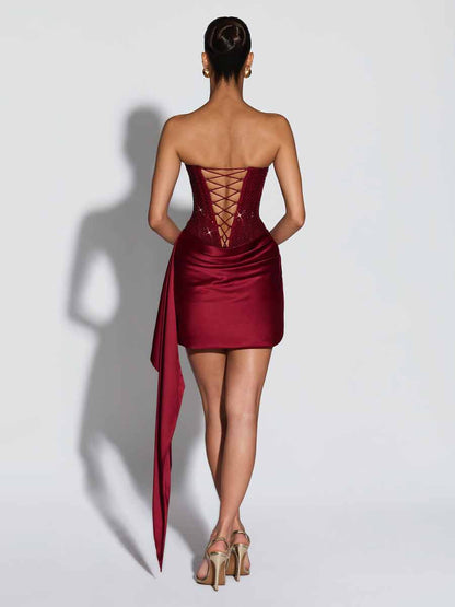 Zara Patchwork Strapless Mini Dress