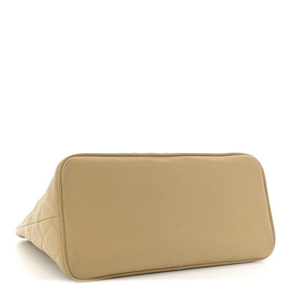 Caviar Quilted Medallion Tote Beige