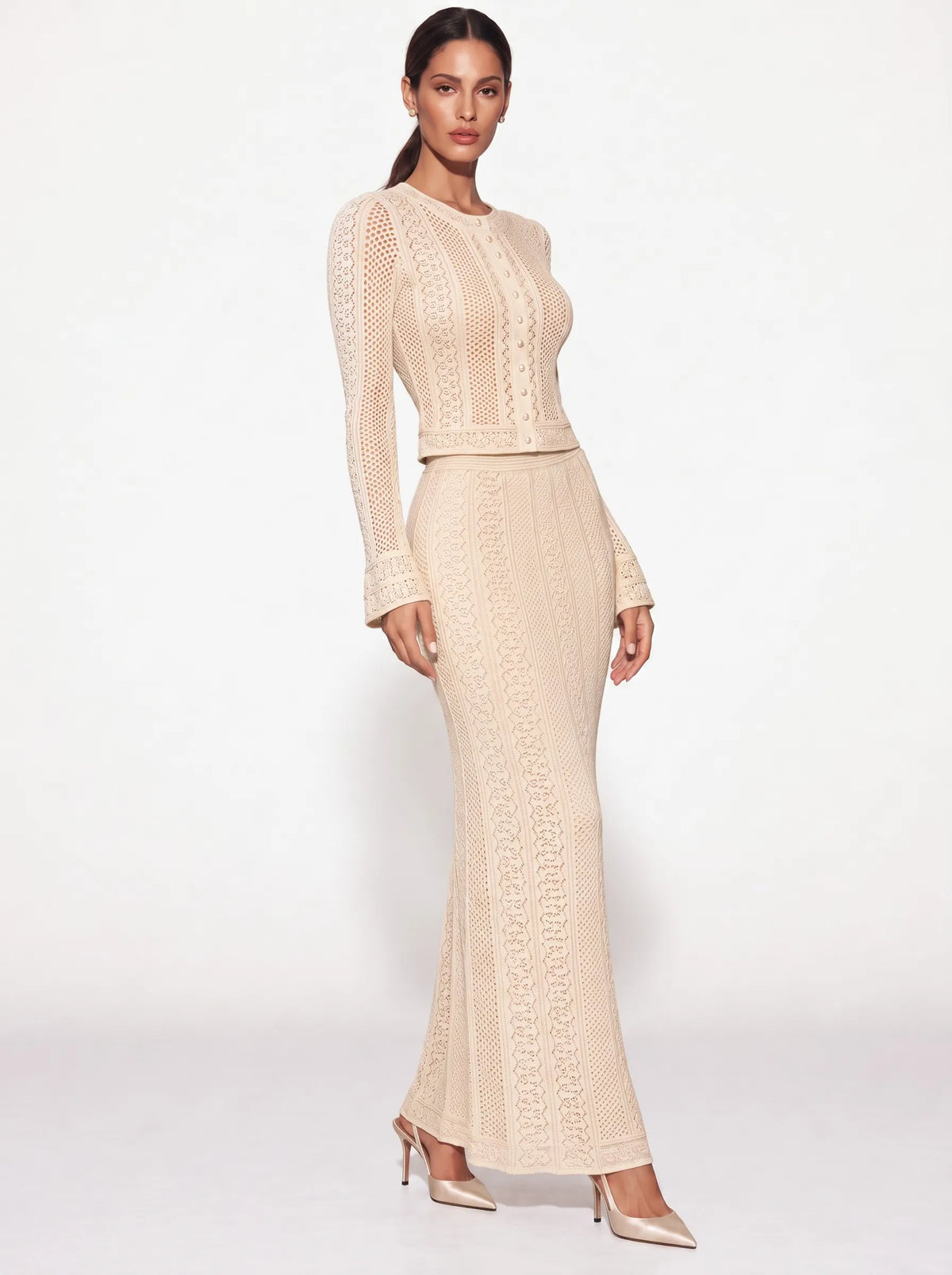 Valentina Crochet Openwork Maxi Skirt Set