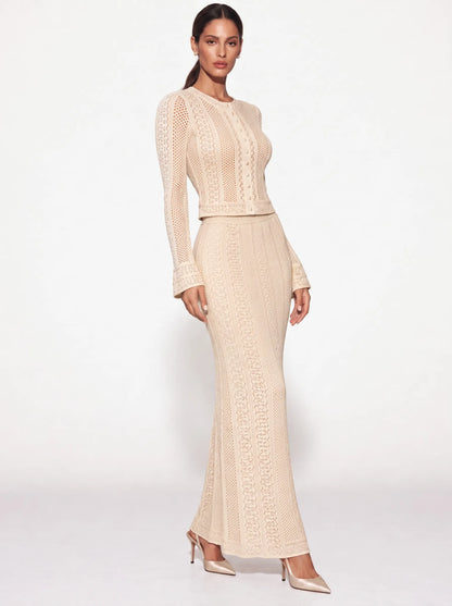 Valentina Crochet Openwork Maxi Skirt Set