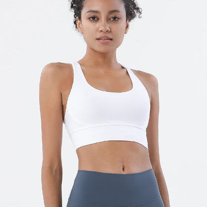 Double-Sided Brushed Cross-Back Sports Underwear Shockproof Gathering Yoga Bra Fitness Vest