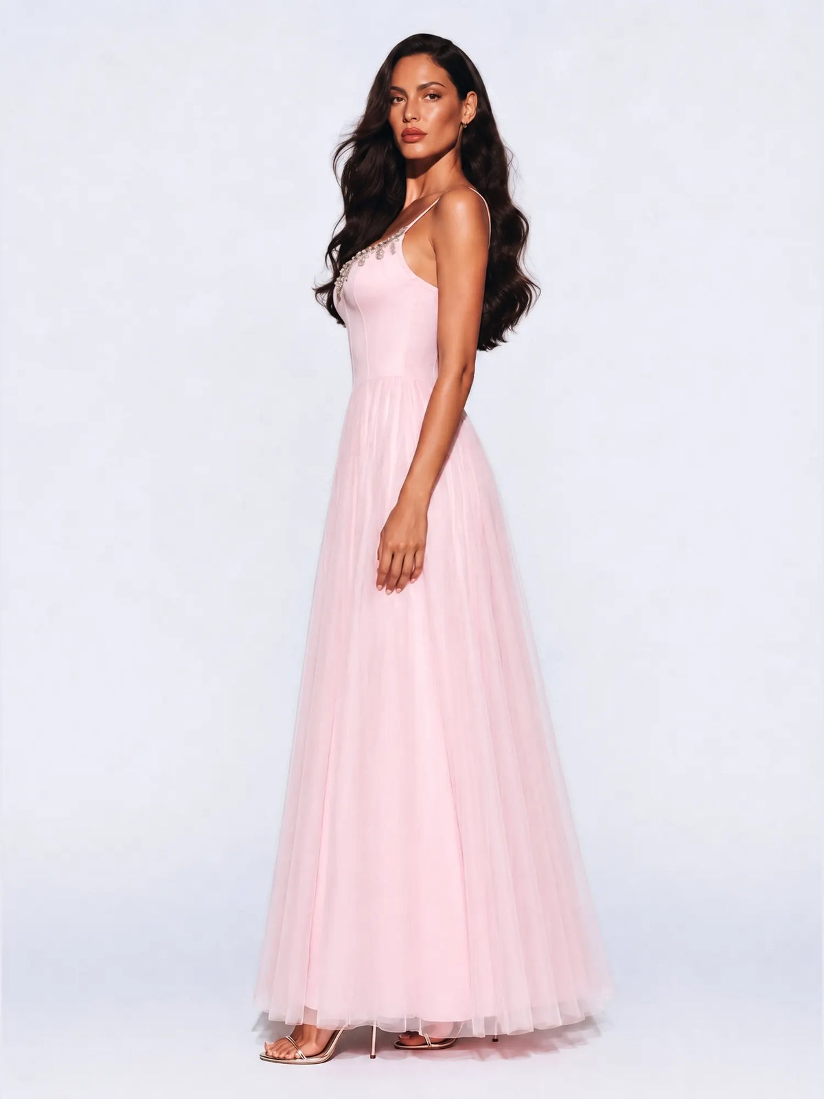 Inez Voluminous Tulle Camisole Maxi Dress