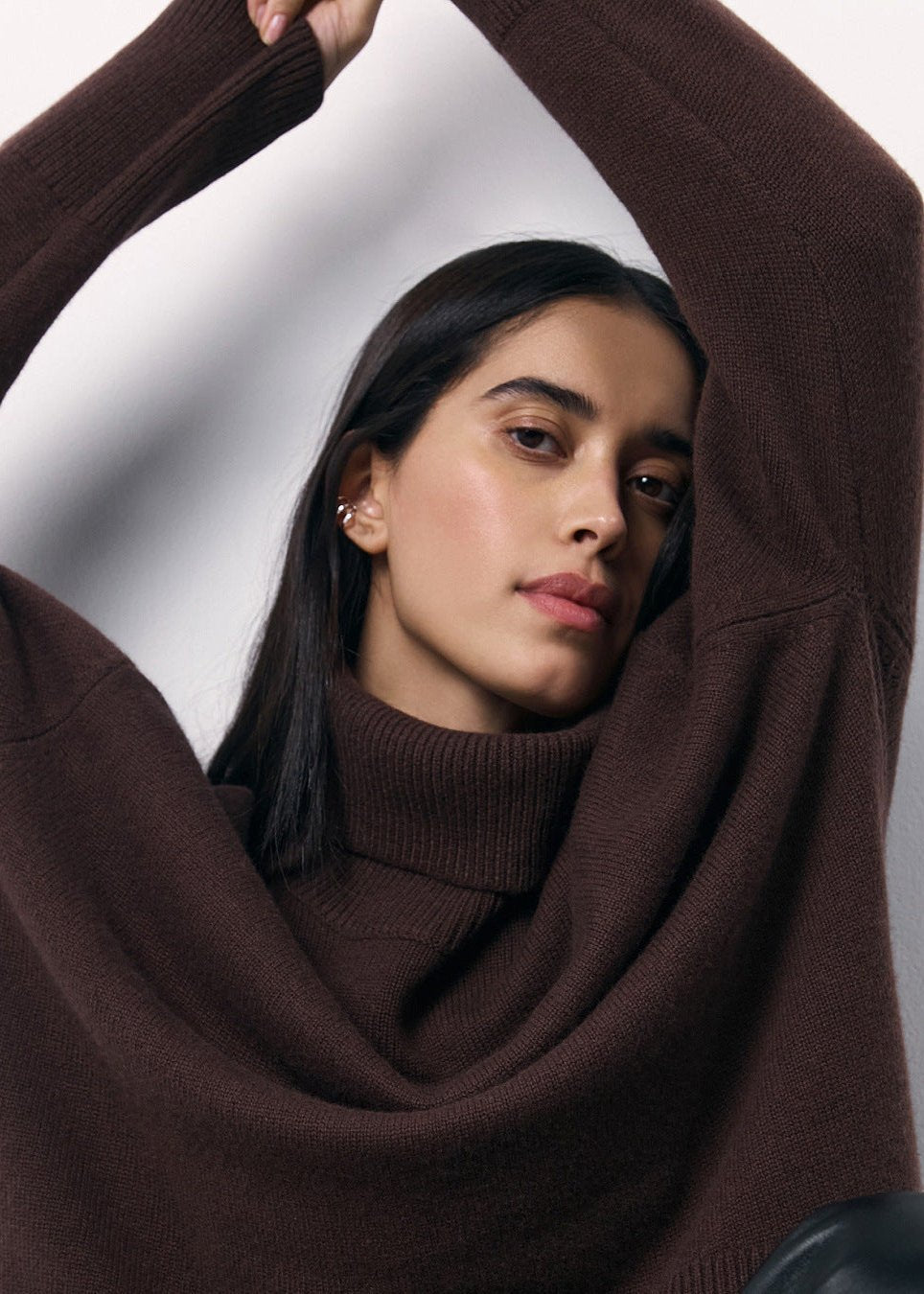 Turtleneck Knit Sweater In Soft Red Fabric