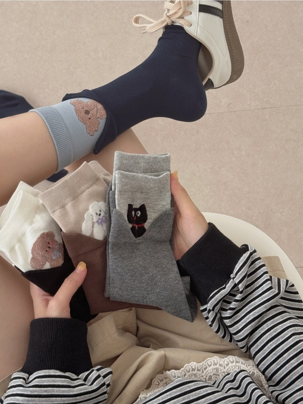 Rufia - Double Wear Socks with Cute Animals Patterns for Women