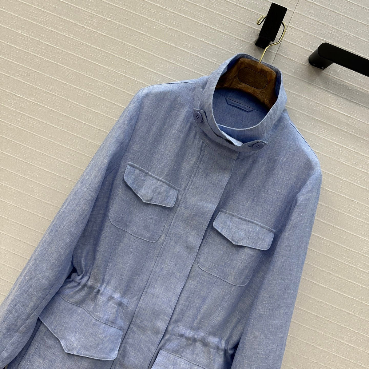 LP 25 Stand-up Collar Jacket Blue Linen 272165