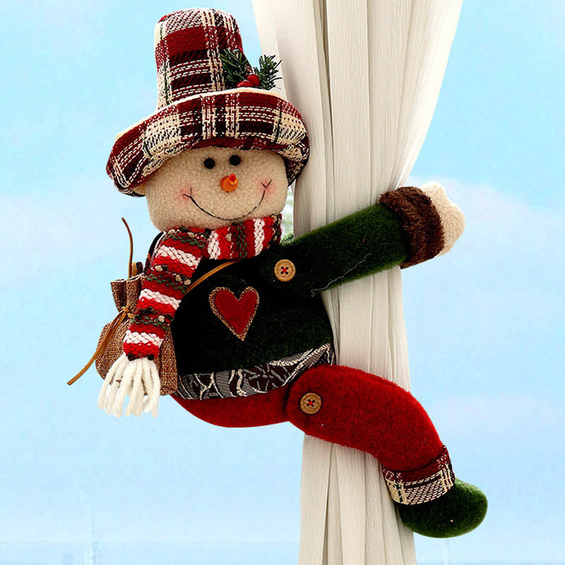 2pcs Cartoon Snowman Santa Christmas Curtain Tiebacks