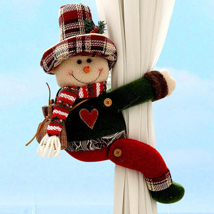 2pcs Cartoon Snowman Santa Christmas Curtain Tiebacks
