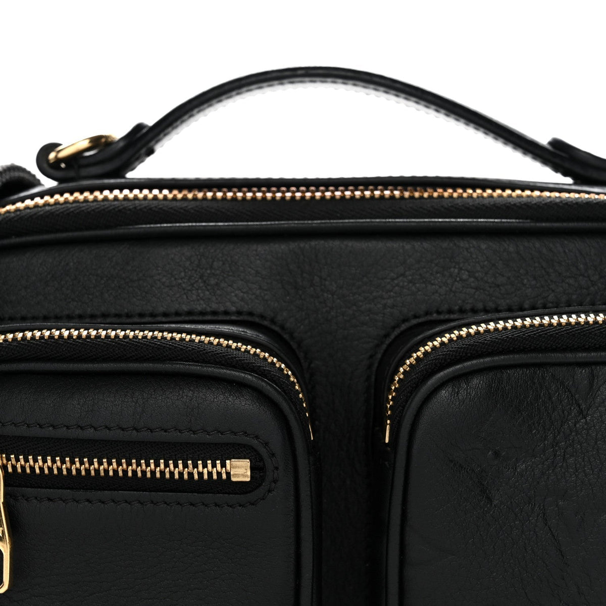 Calfskin Monogram Embossed Utility Crossbody Black