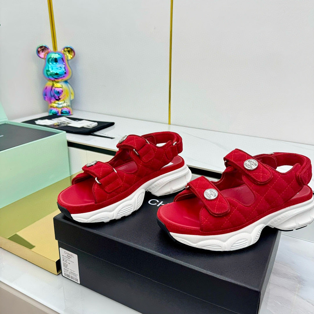 CC Sandals Electro Embroidery Red Canvas