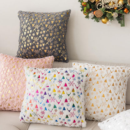 Soft Plush Christmas Snowflake Square Pillow Covers