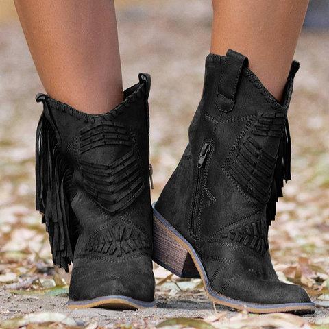 Large-Yard Tasser Boots With A Thick-Heeled Side Zippered Women'S Boots Female Boots.