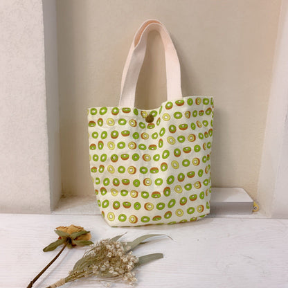 Mini Floral Canvas Tote Bag Cute Soft Cotton Handbag