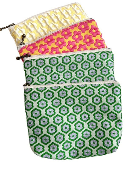 Cosbai - Floral Print Pouch Bag with Zipper - Practical &amp; Lovely