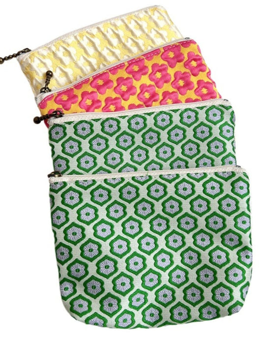 Cosbai - Floral Print Pouch Bag with Zipper - Practical &amp; Lovely