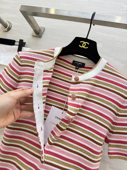 CC Button-down Striped Knit Sweater 344736