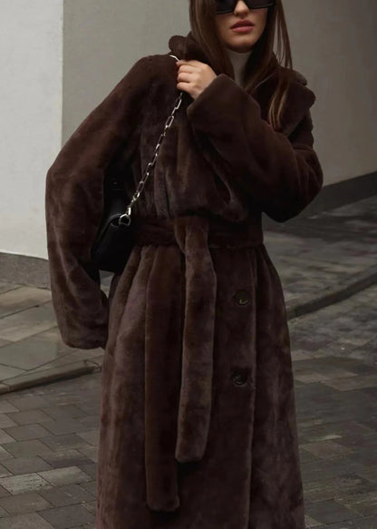 Velvet Coat Longline Double Breasted Tailored Lapel