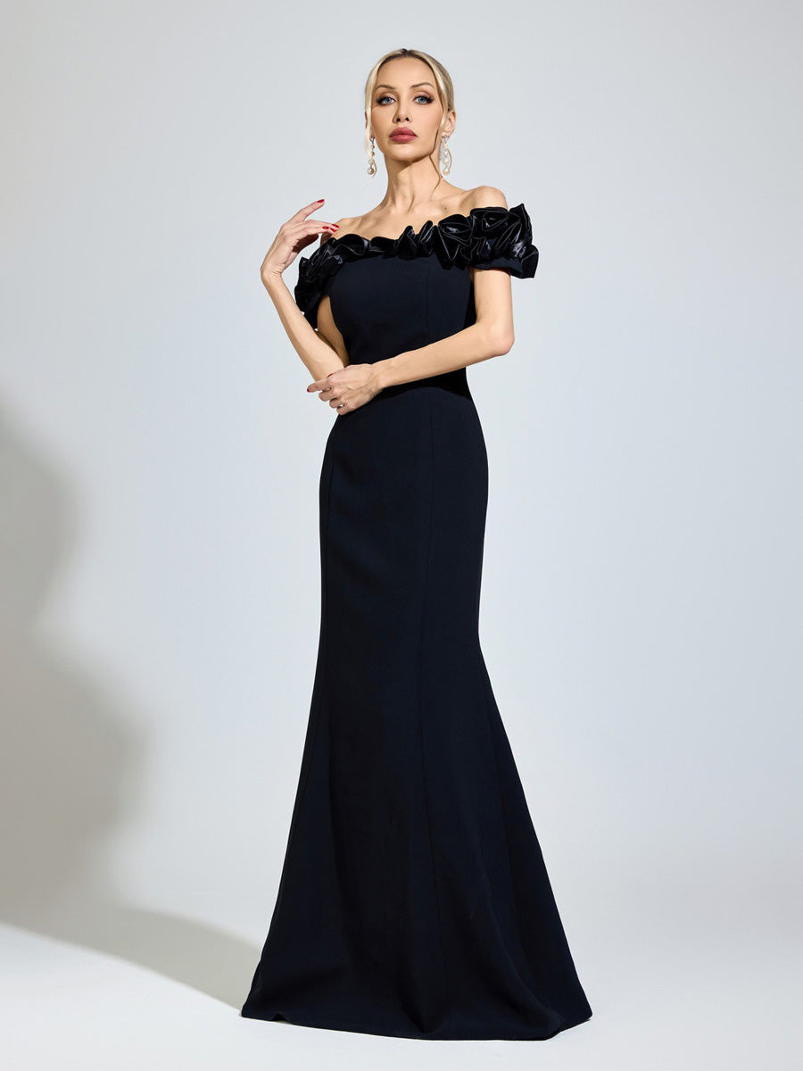 Celeste Black Floral Maxi Dress