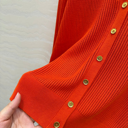LP 25 V-neck Cardigan Burnt Orange Cotton 265179