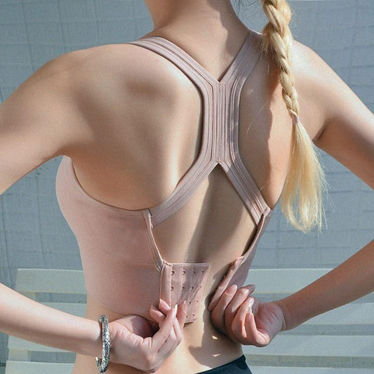 Women'S Sports Vest Running Shockproof Yoga Fitness Sports Bra Gather Beautiful Back Cross Shoulder Strap Sports Bra