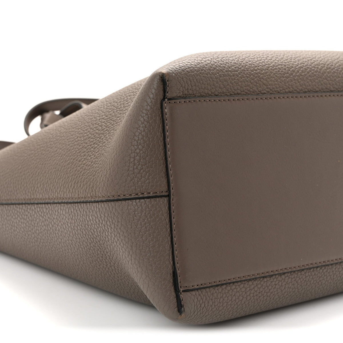 Grained Calfskin Small Anagram Tote Dark Taupe
