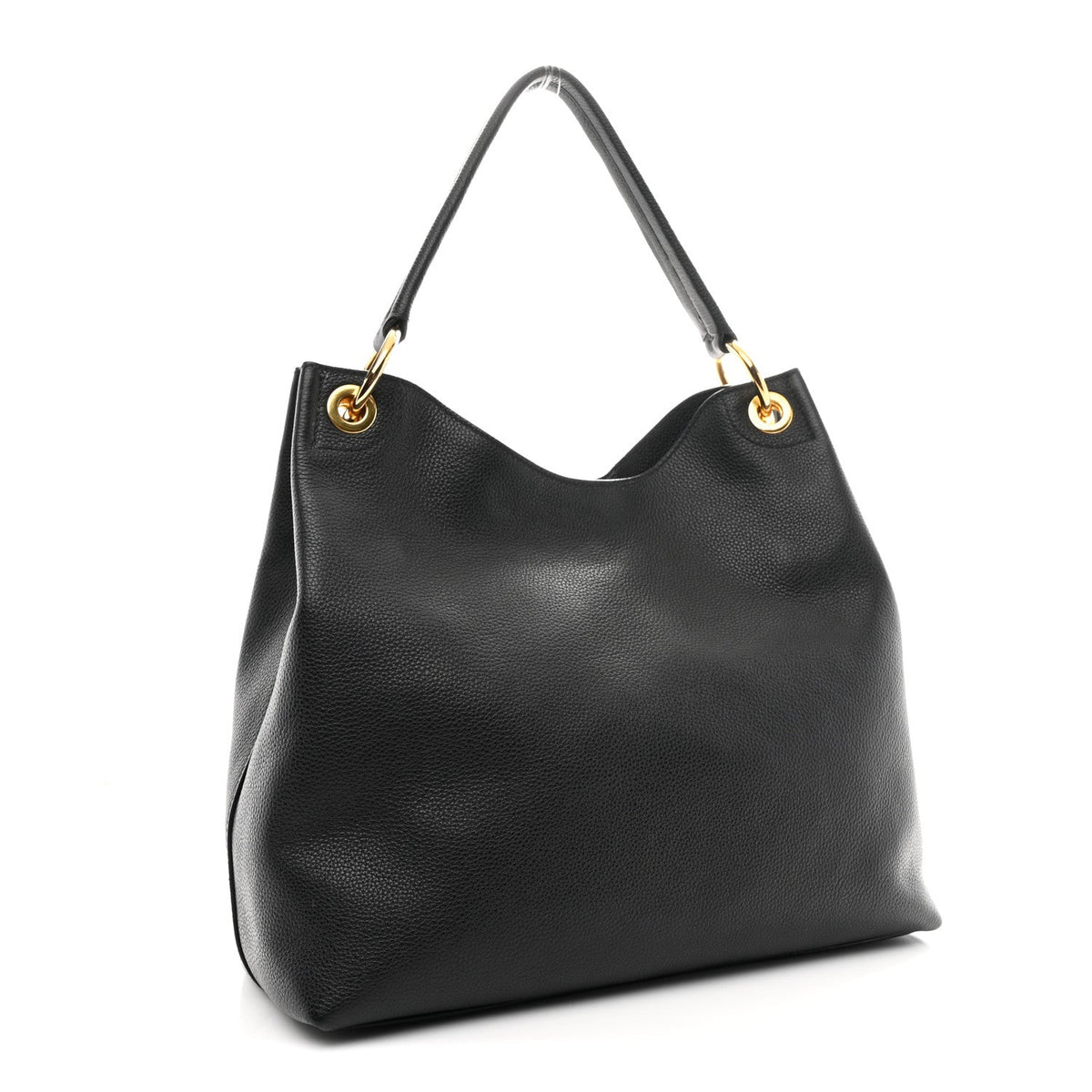Vitello Phenix Embossed Logo Hobo Black